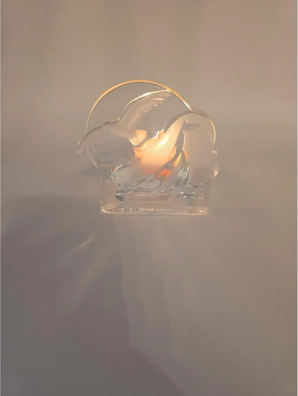 Vintage Retired PartyLite Seagull Sailboat Candle Holder w/Frosted Clear Glass